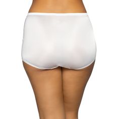 The Vanity Fair® Perfectly Yours® Tailored Ravissant Brief provides generous full rear and tummy coverage. Made with 100% nylon for a lightweight satin finish that glides under clothes. This panty features a smooth covered elastic waistband for the ultimate in comfort. White Seamless Full Coverage Shapewear, Full Coverage Shapewear With Smooth Texture, White Full Coverage Supportive Shapewear, Supportive White Full Coverage Shapewear, Solid Color Shapewear With Moderate Back Coverage, Full Coverage Solid Shapewear For Daywear, White Seamless High-cut Leg Shapewear, Solid Smoothing Shapewear For Daywear, Smoothing Shapewear For Daywear