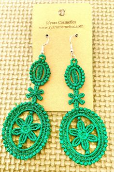 Embroidered earrings made with 100% cotton. They are very lightweight unlike metal earrings that can weigh your ears down. The earring hooks are made with hypoallergenic hooks.  * All earring choices can be made with any color you request. Please send me a message! Green French Hook Earrings, Summer Embroidered Jewelry For Gift, Embroidered Earrings, Earring Hooks, Metal Earrings, Jewelry Earrings Dangle, Dangle Drop Earrings, Dangle Earrings, The 100