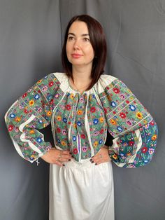 Amazing Romanian vintage dress Gorgeous heavy embroidered one ! Completely handmade!! Too saturated colours Beautiful floral design Great condition! Linen fabric Universal size Will suit to and S-L size Multicolor Long Sleeve Bohemian Embroidered Top, Bohemian Multicolor Embroidered Long Sleeve Top, Multicolor Bohemian Embroidered Long Sleeve Top, Folk Style Peasant Top With Floral Embroidery For Spring, Folk Style Peasant Top With Embroidered Sleeves For Festival, Folk Style Embroidered Long Sleeve Peasant Top, Folk Style Floral Embroidered Peasant Top For Spring, Embroidered Long Sleeve Folk Peasant Top, Spring Folk Embroidered Peasant Top