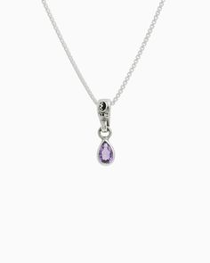 The Teardrop Stone Charm features a faceted pear-shaped amethyst stone on a petroglyph accented loop. Pair with your favorite hook bracelet or dainty chain, sold separately. Metal: Sterling silver Stone: Amethyst Dimensions: 16mm x 4mm Stone Size: 6mm x 4mm Style #: C120A Hook Bracelet, Dainty Chain, Amethyst Stone, Pear Shaped, Pear, Amethyst, Bracelet, Sterling Silver, Chain