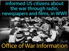 Office of War Information, informed US citizens about the war through radio, newspapers and films, in WWII.