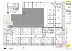 the floor plan for an indoor basketball court, with seating areas in each section and two courts on one side