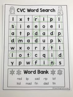 a printable cvc word search for christmas