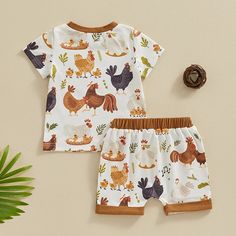 Get your little one ready for summer with our CHICKENS Summer Outfit! This cute baby girl outfit features playful chicken prints, perfect for a day of fun in the sun. Playful Summer Sets With Cartoon Print, Family Matching Cartoon Print Sets For Summer, Family Matching Sets With Cartoon Print For Summer, Summer Family Matching Sets With Cartoon Print, Playful Sets For Easter Playtime, Spring Cartoon Print Playtime Sets, Playful Cartoon Print Sets For Spring, Playful Cotton Sets For Easter, Playful Summer Playwear For Babies