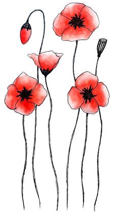 Flores Painting Poppies, Poppies Watercolor, Wall Art Red, Painting Fine Art, Watercolor Poppies, Floral Home Decor, Poppy Painting