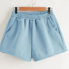 Never Worn Sweatpant Shorts, Grey Sweat Shorts, Shein Shorts, Shorts Comfy, Blue Lounge, City Shorts, Light Blue Shorts, Women Shorts, Spandex Shorts