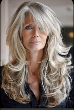 Modern Bouffant Hairstyles, Long Hair W Bangs, Long Hair Over 50 Older Women, Long Hair Older Women, Layered Hair With Bangs, Long Haircuts, Layered Haircuts For Medium Hair, Hairstyles For Layered Hair