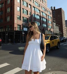 Spotted in New York: @chasemarieee wearing the Randa Dress 💌🚕 #LIKELYto Notched Neckline, Sweet Gifts, New Arrival Dress, Classic White, Price Match, Pretty In Pink, Fit And Flare, White Color, Best Sellers