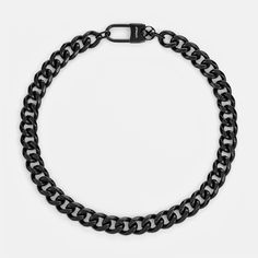 polished-black Metal Chain Link Necklace With Carabiner Clasp, Everyday Cuban Link Necklace With Oval Links, Black Oval Link Necklace, Everyday Oval Link Necklace With Carabiner Clasp, Everyday Link Necklaces With Lobster Clasp, Trendy Necklaces With Lobster Clasp For Everyday Use, Trendy Necklaces For Everyday Use, Everyday Cable Chain Link Necklace, Minimalist Chain Necklaces For Everyday Use