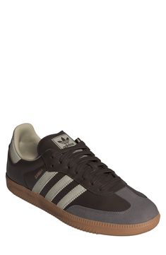 From the soccer field to the street, this always-original sneaker maintains its legacy with premium materials and the iconic 3-Stripes. Lace-up style Removable insole Leather upper/synthetic lining/rubber sole Imported Cool Shoes For Men, Adidas For Men, Shoes For Guys, Black Sambas, Adidas Shoes Men, Brown Samba, Samba Shoes, Adidas Shoes Mens, Adidas Samba Og