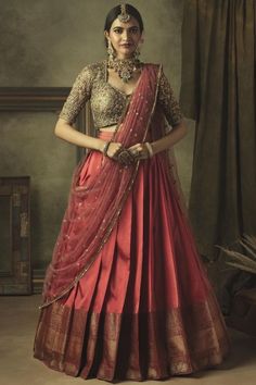 South Indian Lehenga Half Saree, Half Saree For Engagement, Half Saree Designs Simple, Pattu Lehenga Half Saree, Saree With Skirt, South Indian Half Saree, Bridal Half Saree, Silk Saree Lehenga, Traditional Half Saree Designs