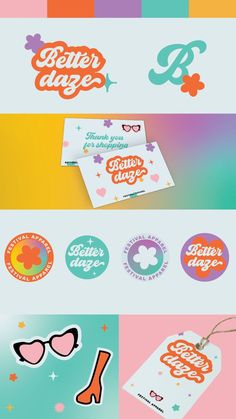 some colorful stickers and tags with the words better days written on them in different colors