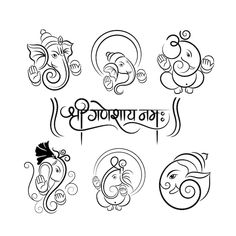 Vector lord ganesha outline logo and sym... | Premium Vector #Freepik #vector #shree #ganesh-ji #lord-ganesha #ganesha Ganesh Clipart Black And White, Ganesha Outline Simple, Ganpati Outline Drawing, Ganesh Ji Simple Drawing, Ganesha Vector Art, Sketch Of Lord Ganesha, Ganesh Vector Art, God Ganesha Drawing, Ganesha Line Drawing