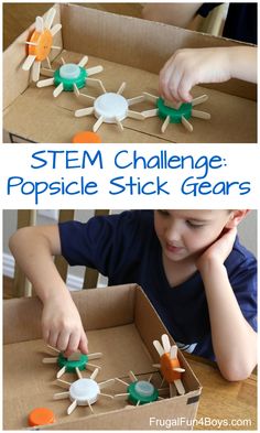 Build Working Gears out of Popsicle Sticks – Frugal Fun For Boys and Girls Sport Stem Activities, Invention Ideas For School Projects, Outdoor Stem Challenges, Elementary Engineering Projects, Engineering Stem Activities For Kids, Mechanical Energy Activities For Kids, Gears Stem Activity, Stem Engineering Challenges, Simple Machine Stem Challenge