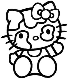 the hello kitty coloring page is shown in black and white