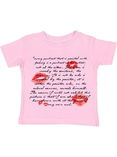 Book Kiss Tee - Pink Cute T Shirts Aesthetic, Pink Shirt Design, Baby Pink Tops, Girly Shirts, Unique Tops, Pink Movies, Pink Shirts, Prada Model, Movie Tees