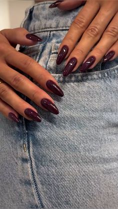 #dark #red #nails Dark Cherry Mocha Nails, Wine Colored Acrylic Nails, Red Nails November, Maroon Nails Gel, Super Dark Red Nails, Oxblood Nails Acrylic, Deep Cranberry Nails, Long Dark Acrylic Nails, Winter Nails Dark Red