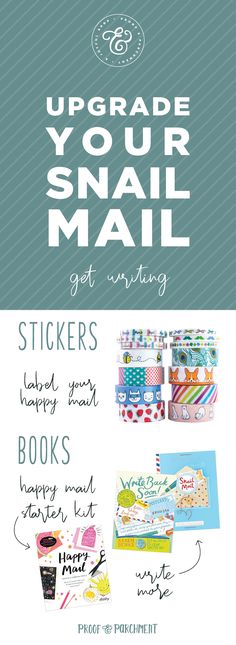 an email postcard with the words upgrade your snail mail and stickers for kids