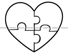 a puzzle piece in the shape of a heart with two pieces missing from each other