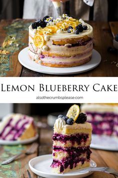 the lemon blueberry cake is ready to be eaten