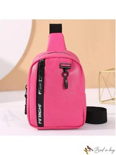 BirdinBag - Fashionable Mini Two-Tone Sling Bag with Adjustable Zipper Strap Pink Casual Chest Bag With Zipper, Casual Pink Shoulder Bag With Zipper Pouch, Trendy Portable Chest Shoulder Bag, Casual Pink Chest Bag With Zipper Closure, Casual Pink Chest Bag With Zipper, Trendy Backpack Shoulder Bag With Zipper, Trendy Shoulder Bag With Zipper Pouch For School, Trendy Everyday Chest Bag With Zipper Closure, Trendy Shoulder Chest Bag With Zipper