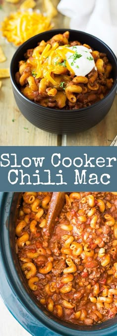 slow cooker chili macaroni and cheese