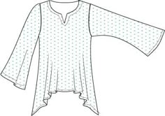 the front and back view of a top with long sleeves, as well as dots on it