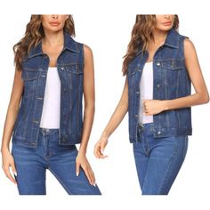 * Retro Denim Vest With Timeless Basic Cool Edgy Look For All Season; Regular Fit / Single Breasted / Classic Style. Perfect To Casual Style; You Can Wear It Over A Tank Top Or Shirt Or Even By Itself,Make You Full Of Energetic *This Jeans Jacket Can Show Your Charming Figures Perfectly In Any Occasion But Never Out Of Style.There Are Three Different Styles Of Denim Sleeveless Jacket For You To Choose.Perfect For Biker, Motorcycle , Punk Rock Or Daily *Classic Denim Vest With Mini Flip Pockets I Denim Top With Pockets For Fall, Everyday Denim Vest With Pockets For Fall, Everyday Denim Blue Vest With Pockets, Dark Wash Denim Vest With Pockets For Fall, Fall Dark Wash Denim Vest With Pockets, Womens Denim Vest, Clothing For Tall Women, Jeans Jacket, Casual Vest