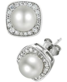 Greet the day with elegance. These stunning earrings flaunt cultured freshwater pearls (6mm) framed with single-cut diamonds (1/4 ct. t.w.). Crafted in 14k white gold. Approximate diameter: 1/3 inch. Macy's Cubic Zirconia Diamond Earrings For Anniversary, Classic Macy's Jewelry With Halo Design, Macy's Diamond Earrings With Accents For Formal Occasions, Macy's Classic Pearl Anniversary Earrings, Classic Pearl Earrings From Macy's For Anniversary, Macy's Classic Pearl Earrings For Anniversary, Classic Macy's Pearl Earrings For Anniversary, Elegant Macy's Pearl Earrings As Gift, Elegant Pearl Earrings From Macy's As Gift