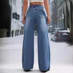 Style: Casual Fit: Loose Fabric: Denim Pattern: Solid Element: Pocket,Zipper Rise: High Rise Product Type: Wide Leg Pant Length: Full Main Composition: Cotton Season: Seasonless High Waist Denim Blue Flare Jeans With Zipper, High Waist Denim Blue Flare Jeans With Zipper Closure, High Waist Denim Jeans With Zipper Closure, High-waist Denim Flare Jeans With Zipper, High Waist Denim Flare Jeans With Zipper, High Waist Denim Flare Jeans With Zipper Closure, High Rise Flare Jeans With Zipper Closure, Medium Wash Wide Leg Jeans With Zipper, Wide Leg Medium Wash Jeans With Zipper