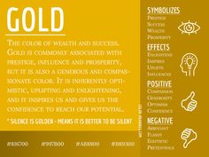 a yellow and white poster with the words gold in different languages, including an eye