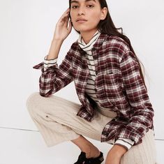 This Easy Oversized Button-Down Is Back, Complete With Hand-Warming Pockets. Made Of Textured Flannel Our Design Team Loves, It's The Ultimate Stay-Cozy-All-Season Shirt. Regular Fit. Size Xsmall Cotton. Do Well: Better Cotton Initiative To Improve Cotton Farming Globally. Machine Wash. Wls-008, Wls-009 Madewell Shirts, Long Sleeve Flannel, Oversized Style, Boyfriend Shirt, Plaid Flannel Shirt, Crop Shirt, Plaid Flannel, Womens Plaid, Flannel Shirt