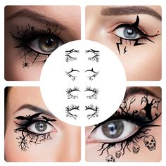 PRICES MAY VARY. This Eyeliner Sticker Is Made From The Quality Ingredients, For Sensitive Skin, Which Allows It To Makes The Makeup More Exquisite. Fashion Style The eye tattoo sticker was designed with Halloween pattern, black style is classic and charming, adding a mysterious sense to you on the party. Halloween Eyeshadow Eyeliner Halloween Makeup Tool Bat Horror Fun Party Decoration Eyeliner Sticker 8 Pairs White Contacts This eye shadow stickers suit for masquerade and photo studio, and mak Eyeliner Tool, Halloween Eyeshadow, Eye Stencil, Party Eye Makeup, Eyeliner Stickers, Salon Party, Shadow Tattoo, Stickers Face, Tattoo Makeup