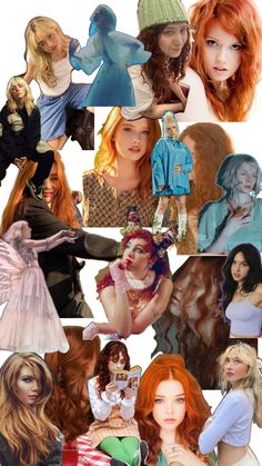 a collage of many different women with red hair