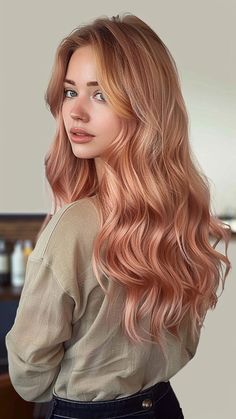 30 Hair Color Ideas That Will Inspire Your Next Style Evolution Strawberry Blonde With Shadow Root, Copper And Blonde Balayage Rose Gold, Strawberry Blonde Pink, Glaze Hair Color, Strawberry Pink Hair, Peach Hair Color, Rose Hair Color