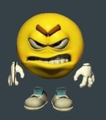 a yellow smiley face with two hands and shoes