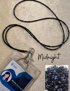 "This is my \"Midnight\" lanyard design. Lots of wonderful hand selected glass seed beads in beautiful black variations. Available in 2 sizes: 34\" = approximately a 17\" drop (shown in last photo) or 37\" = approximately a 18.5 \" drop Very lightweight lanyard made with s beading wire for durability, randomly strung glass seed beads, a jump ring and a key chain with a swivel lobster claw clasp. Lanyard can be made in stainless steel or gold color findings. Lanyards can be used to hold work or s Everyday Black Beaded Jewelry, Adjustable Black Lanyards For Personal Use, Black Beaded Adjustable Lanyards, Black Beaded Lanyards For Gift, Handmade Black Lanyards For Personal Use, Black Beaded Lanyards As Gift, Black Beaded Lanyard As Gift, Bead Lanyard, Nurse Office