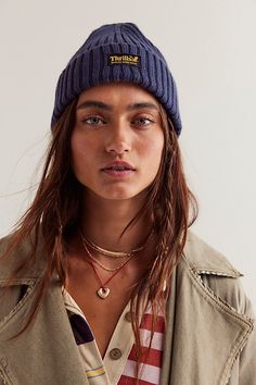 The true definition of an effortless essential, this goes-with-anything beanie is featured in a staple silhouette with rolled bottom hem, defined ribbed detailing, and classic logo tab at center for an added cool touch. | THRILLS Union Beanie at Free People in Blue Trendy Cotton Beanie For Everyday, Trendy Solid Color Beanie For Everyday, Casual Ribbed Hat For Everyday, Casual Everyday Ribbed Hat, Casual Ribbed Hat For Fall, Basic Everyday Hat For Fall, Basic Everyday Fall Hats, Basic Hats For Everyday Fall Wear, Casual Everyday Ribbed Beanie