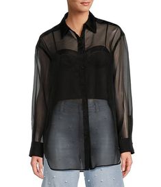 Antonio Melani Priscilla Organza Long Sleeve Button Front Blouse | Dillard's Sheer Long Sleeve, Career Woman, Antonio Melani, Dillard's, Anton, Modern Woman, Womens Clothing Tops, Latest Trends, Top Blouse