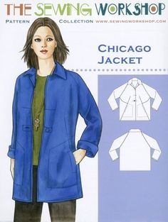 the sewing workshop chicago jacket pattern is designed to be worn by women in sizes small and large