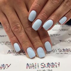 Nails For Mexico Vacation Simple, Vacation Nail Colors 2024, Nails Azul Pastel, Pastel Square Nails, Pale Blue Nails, Square Short Nails, Solid Nails, Baby Blue Acrylic Nails, Sheer Nails