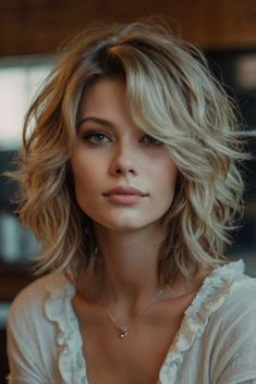 Shoulder Length Hair Hairstyles Ideas, Medium Wolf Haircut, Shoulder Length Layers Haircut, Flattering Haircuts For Oval Faces, Wavy Hair Short Layers, Hair Styles 50 Year Old Women, Haircut With Lots Of Layers, Saved Haircuts, Feather Cut For Medium Hair