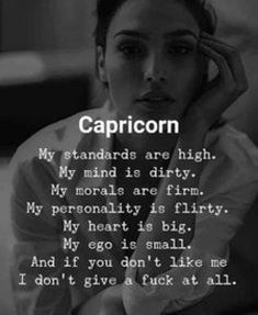 a woman sitting down with her hand on her head and the words capricon above her