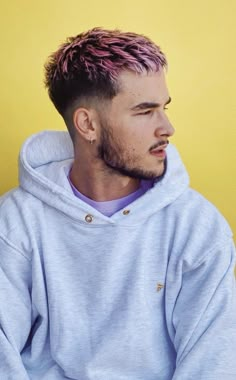 Cool Hair Color Ideas For Short Hair Men, Male Dyed Hair, Pink Hair Men, Pink Hair Streaks, Crew Cut Haircut, Mens Hair Colour, Hair Color Streaks, Kian Lawley, Men Hair Color