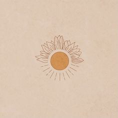 a drawing of a sunflower on a beige background