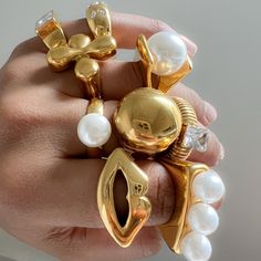 Stainless steel18k gold platedWaterproofHypoallergenicSize 9 River pearl King Ring, River Pearls, Moon Ring, Ring Sale, Stainless Steel Rings, Steel Ring, Black Diamond, Gold Rings, New Arrivals