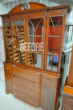 an old dresser has been refinished and is being displayed in the store for sale