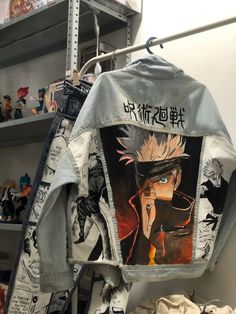 Denim Shirt For Men, Mens Denim Shirt, Anime Pants, Printed Denim Shirt, Painted Clothes Diy, Painted Denim Jacket, Diy Clothes Design, Anime Inspired Outfits, Anime Crafts