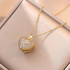 Material: Titanium Steel Fashion Element: Love Heart/Heart Shape Style: Affordable luxury style Rose Gold Heart Necklace With Cubic Zirconia, Rose Gold Cubic Zirconia Heart Necklace, Heart Necklaces, Shine Bright Like A Diamond, Costume Jewelry Necklaces, Pearl Shell, Luxury Style, Shell Necklaces, Affordable Luxury