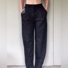 Black Trousers From Urban!! Never Worn And Still Have The Tags, Nothing Wrong With Them, They Just Don’t Fit My Style And I’m Tired Of Keeping Them Around. Super Comfy And Breathable With An Elastic Waistband At The Back. I’m Usually A Size 26 In Pants And They Fit With Plenty Of Room Since They’ve Got Some Stretch High Waist Black Wide Leg Pants With Welt Pockets, Black High Waist Workwear Bottoms, High Waist Black Workwear Bottoms, High Waist Black Bottoms For Work, Black Tailored Full-length Bottoms, Tailored Black Full-length Bottoms, Tailored Full Length Black Bottoms, Fitted Wide Leg Black Work Pants, Black Summer Pants With Welt Pockets